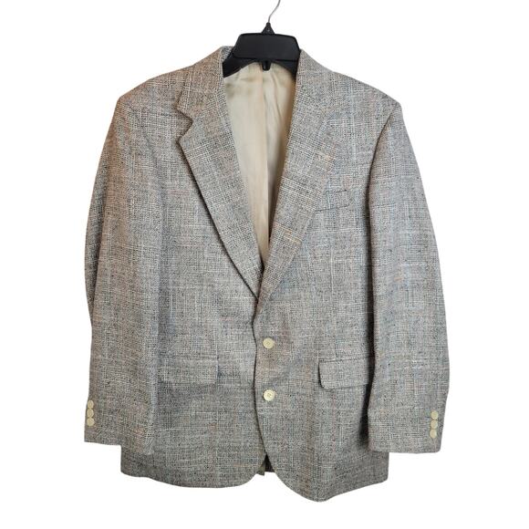 Imperial Haggar Sport Coat Suit Men's Size 42 Gray Blue 2-Button Tweed Formal - Picture 1 of 16